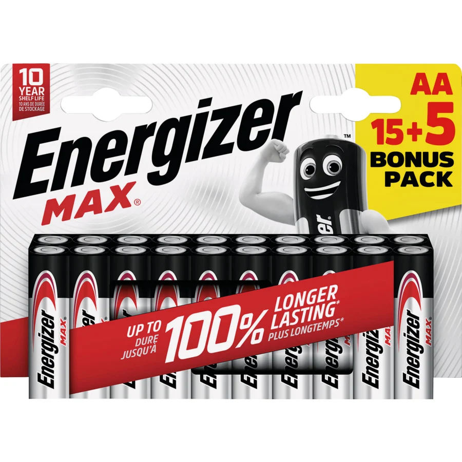 Energizer Batterien MAX AA 15 + 5 Stück gratis